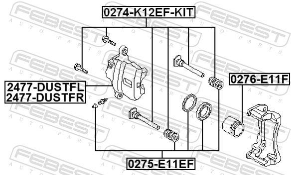 Stabdžių apkaba FEBEST 2477-DUSTFL