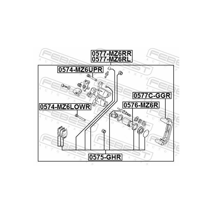 Stabdžių apkabos kronšteino rinkinys FEBEST 0577C-GGR