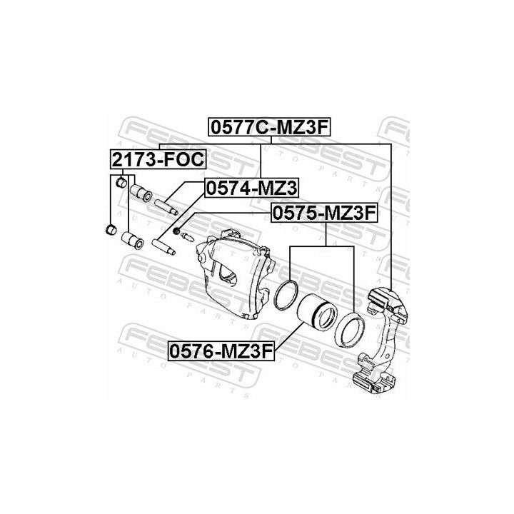 Stabdžių apkabos kronšteino rinkinys FEBEST 0577C-MZ3F