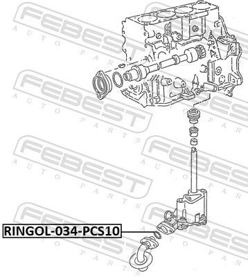 Tarpiklis, alyvos sietelis FEBEST RINGOL-034-PCS10
