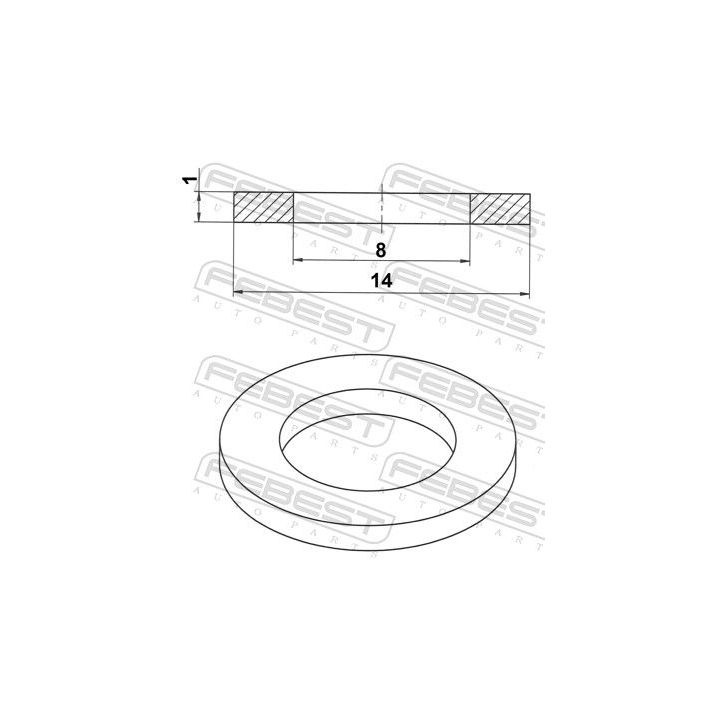 Tarpiklis, alyvos išleidimo angos kaištis FEBEST 88430-081410C