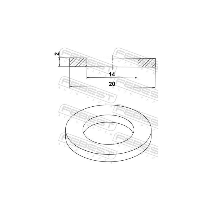 Tarpiklis, alyvos išleidimo angos kaištis FEBEST 88430-142020F