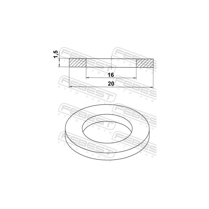 Tarpiklis, alyvos išleidimo angos kaištis FEBEST 88430-162015C