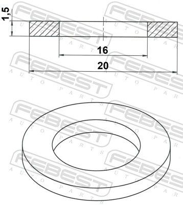 Tarpiklis, alyvos išleidimo angos kaištis FEBEST 88430-162015C