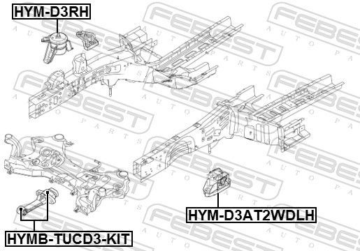 Variklio montavimas FEBEST HYM-D3AT2WDLH
