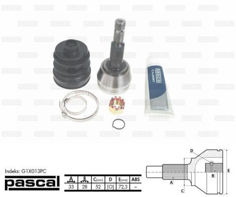Jungčių komplektas, kardaninis velenas PASCAL G1X013PC