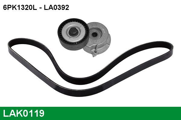 V formos rumbuotas diržas, komplektas LUCAS LAK0119