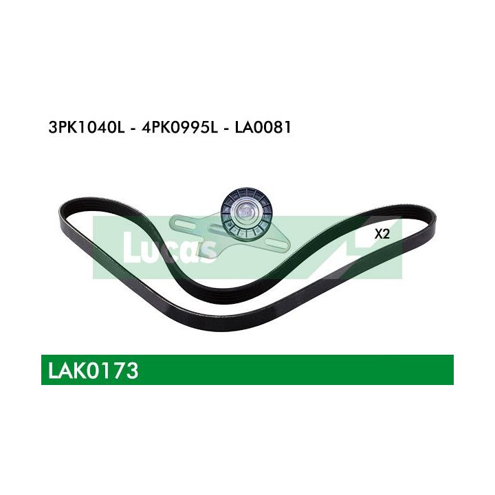 V formos rumbuotas diržas, komplektas LUCAS LAK0173