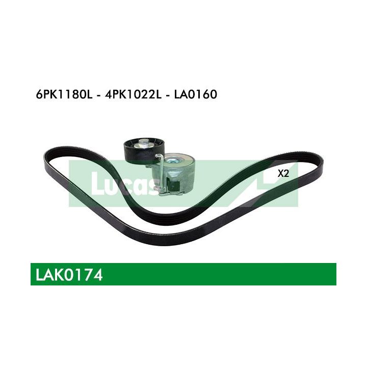 V formos rumbuotas diržas, komplektas LUCAS LAK0174