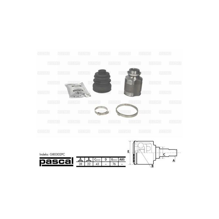 Jungčių komplektas, kardaninis velenas PASCAL G80302PC