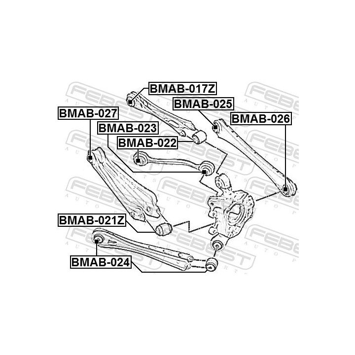 Valdymo svirties/išilginių svirčių įvorė FEBEST BMAB-022