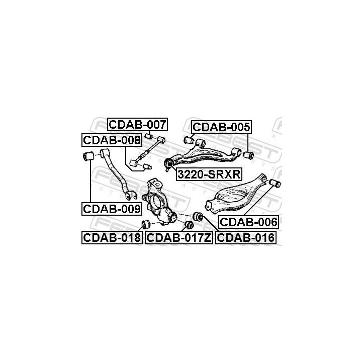Valdymo svirties/išilginių svirčių įvorė FEBEST CDAB-009