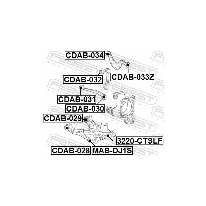 Valdymo svirties/išilginių svirčių įvorė FEBEST CDAB-032