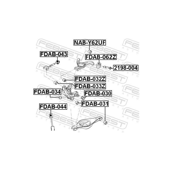 Valdymo svirties/išilginių svirčių įvorė FEBEST FDAB-034