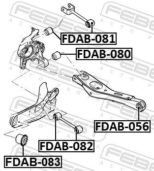 Valdymo svirties/išilginių svirčių įvorė FEBEST FDAB-080