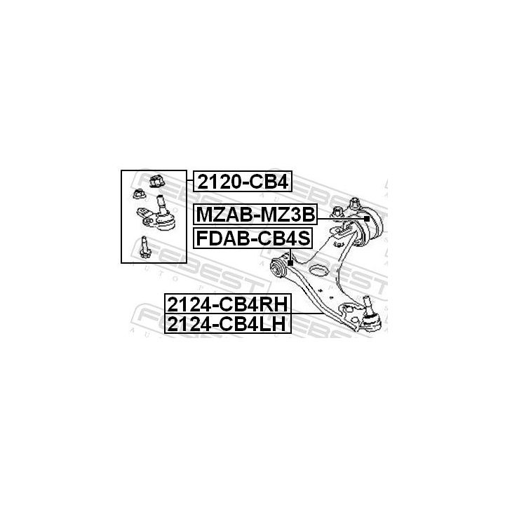 Valdymo svirties/išilginių svirčių įvorė FEBEST FDAB-CB4S