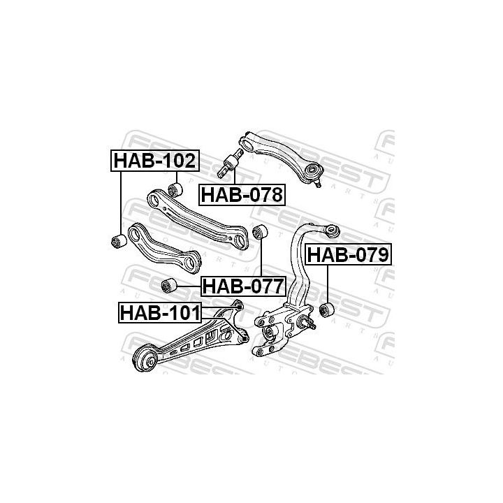 Valdymo svirties/išilginių svirčių įvorė FEBEST HAB-102