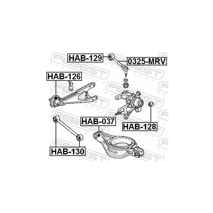 Valdymo svirties/išilginių svirčių įvorė FEBEST HAB-130