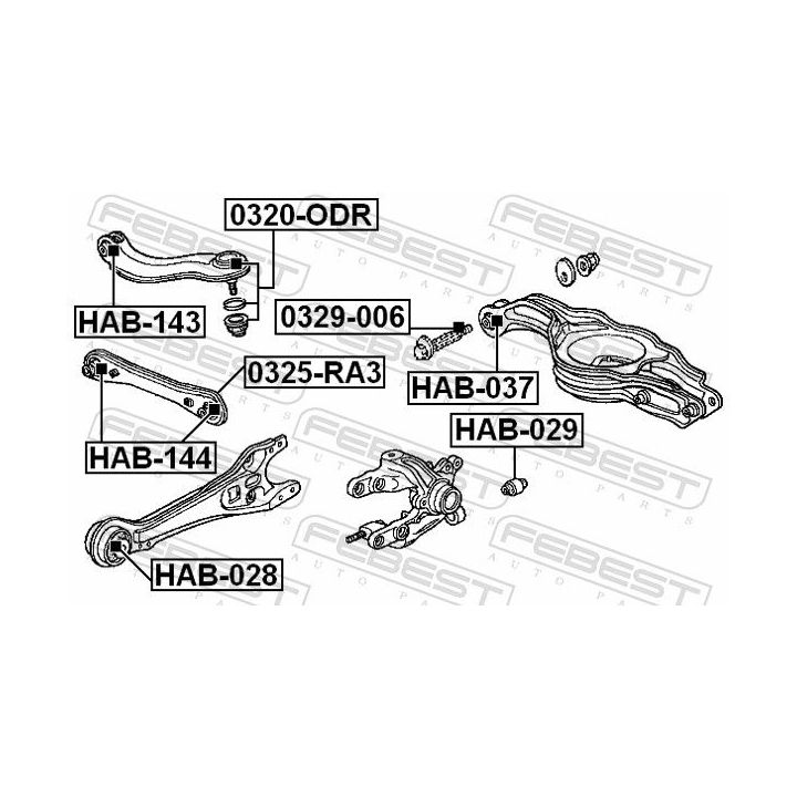 Valdymo svirties/išilginių svirčių įvorė FEBEST HAB-144