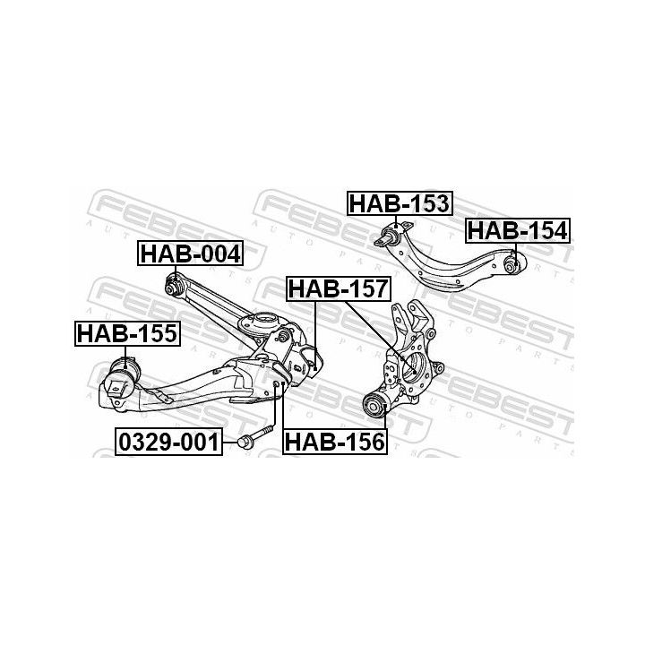Valdymo svirties/išilginių svirčių įvorė FEBEST HAB-154