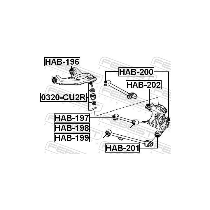 Valdymo svirties/išilginių svirčių įvorė FEBEST HAB-199