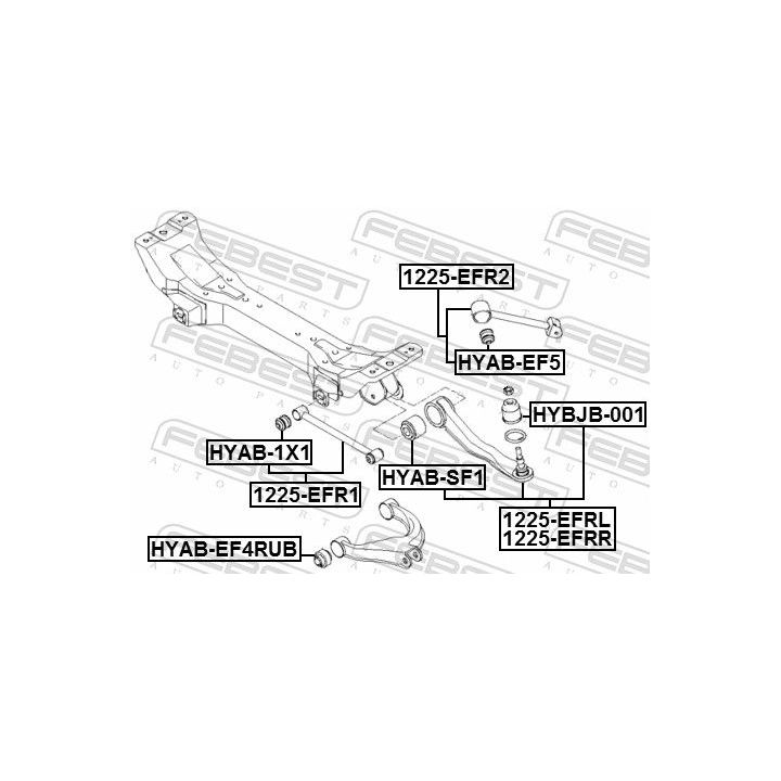 Valdymo svirties/išilginių svirčių įvorė FEBEST HYAB-EF4RUB