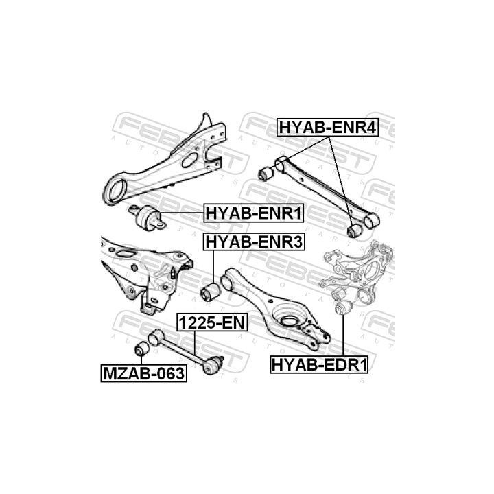 Valdymo svirties/išilginių svirčių įvorė FEBEST HYAB-ENR1