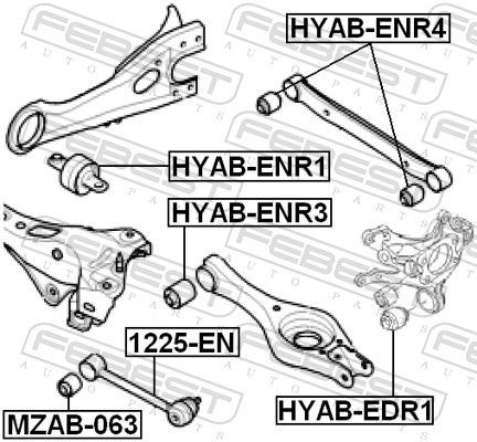 Valdymo svirties/išilginių svirčių įvorė FEBEST HYAB-ENR3
