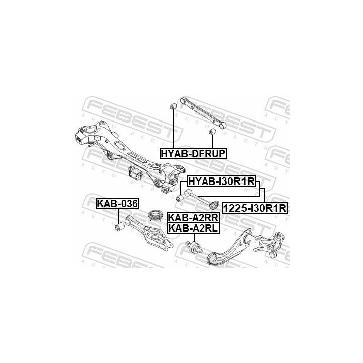 Valdymo svirties/išilginių svirčių įvorė FEBEST HYAB-I30R1R