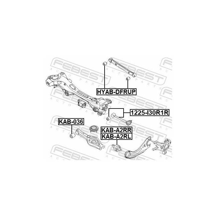 Valdymo svirties/išilginių svirčių įvorė FEBEST KAB-A2RL