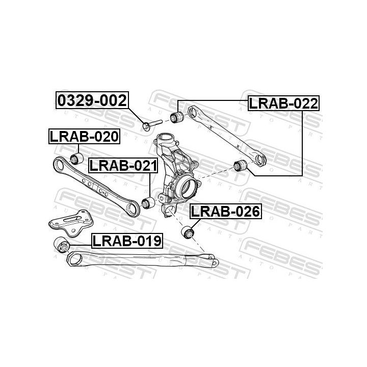 Valdymo svirties/išilginių svirčių įvorė FEBEST LRAB-022