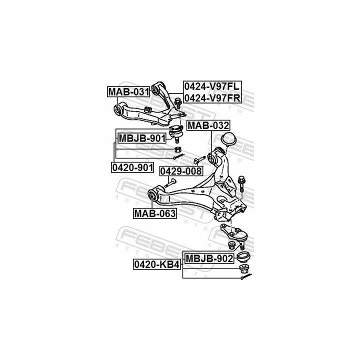 Valdymo svirties/išilginių svirčių įvorė FEBEST MAB-031