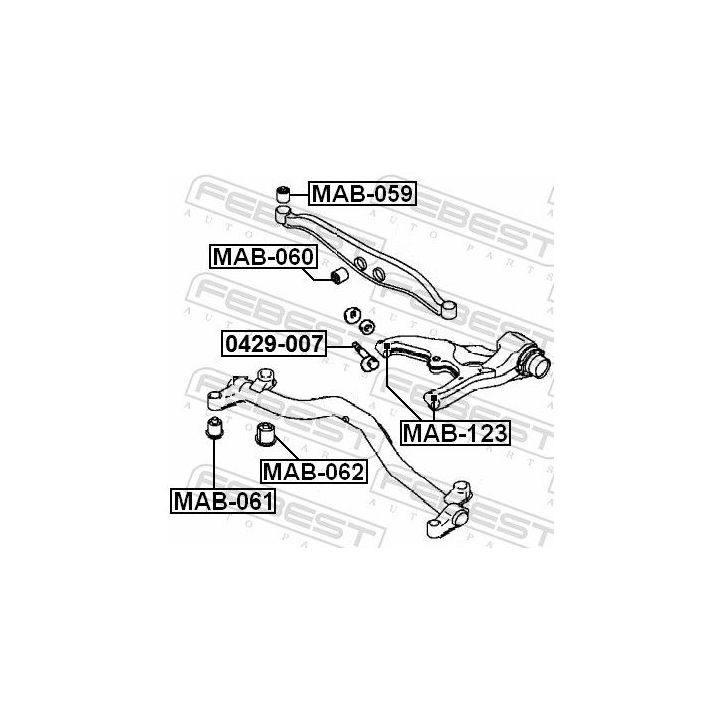 Valdymo svirties/išilginių svirčių įvorė FEBEST MAB-059