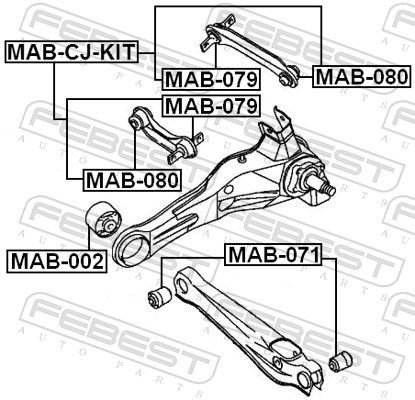 Valdymo svirties/išilginių svirčių įvorė FEBEST MAB-080