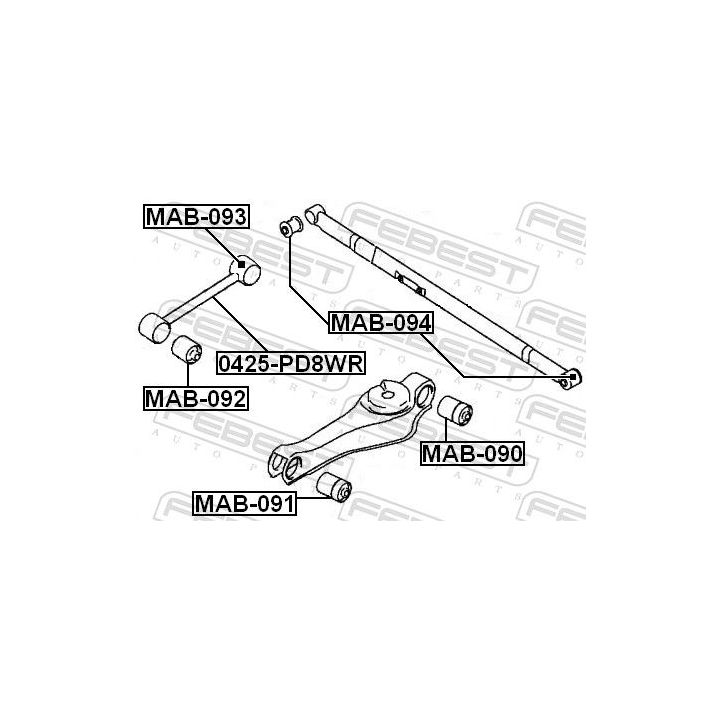 Valdymo svirties/išilginių svirčių įvorė FEBEST MAB-092