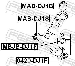 Valdymo svirties/išilginių svirčių įvorė FEBEST MAB-DJ1S