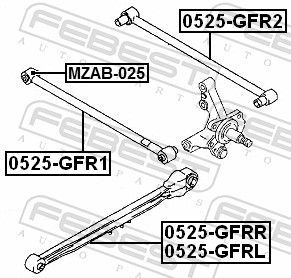 Valdymo svirties/išilginių svirčių įvorė FEBEST MZAB-025