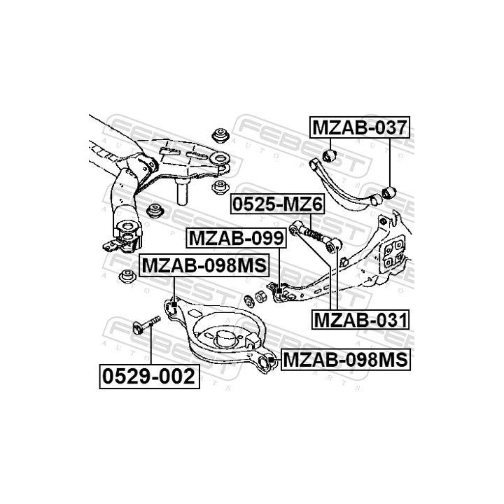 Valdymo svirties/išilginių svirčių įvorė FEBEST MZAB-037