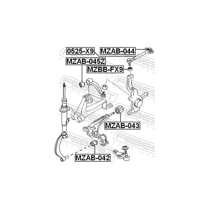 Valdymo svirties/išilginių svirčių įvorė FEBEST MZAB-044