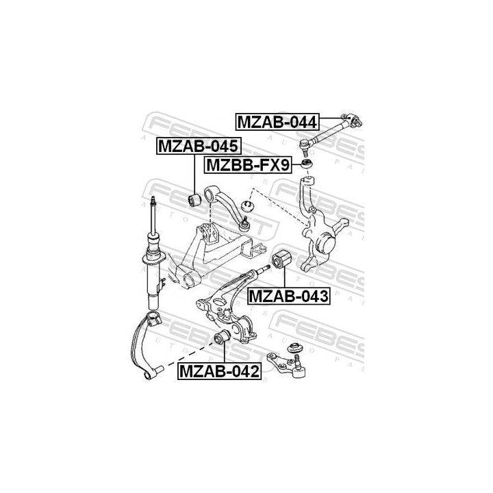 Valdymo svirties/išilginių svirčių įvorė FEBEST MZAB-045