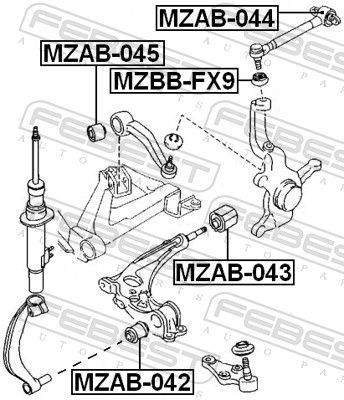 Valdymo svirties/išilginių svirčių įvorė FEBEST MZAB-045