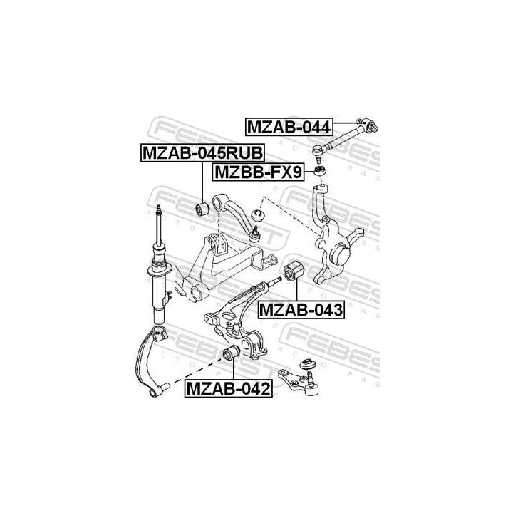 Valdymo svirties/išilginių svirčių įvorė FEBEST MZAB-045RUB