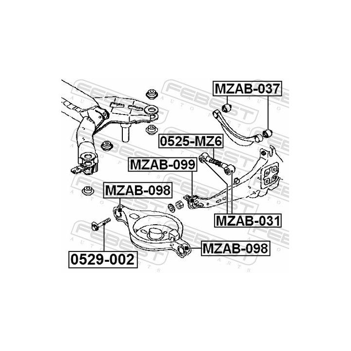 Valdymo svirties/išilginių svirčių įvorė FEBEST MZAB-098