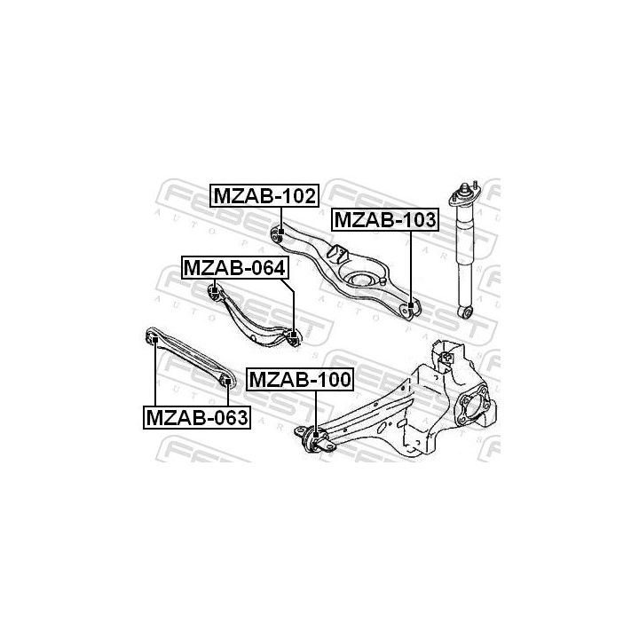 Valdymo svirties/išilginių svirčių įvorė FEBEST MZAB-102