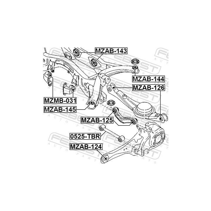 Valdymo svirties/išilginių svirčių įvorė FEBEST MZAB-126