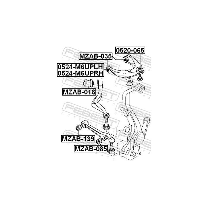 Valdymo svirties/išilginių svirčių įvorė FEBEST MZAB-139