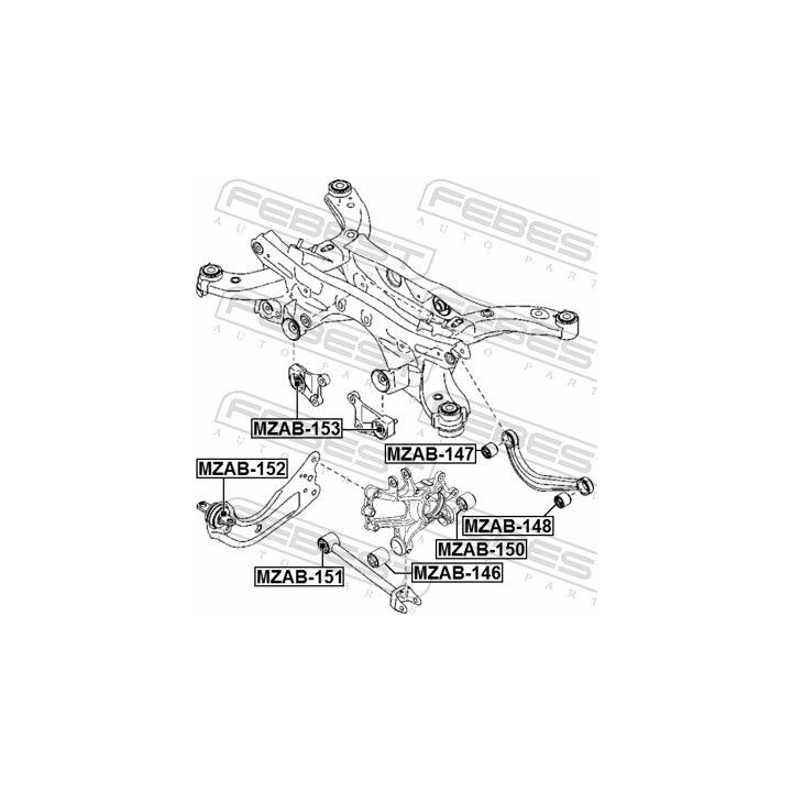 Valdymo svirties/išilginių svirčių įvorė FEBEST MZAB-146