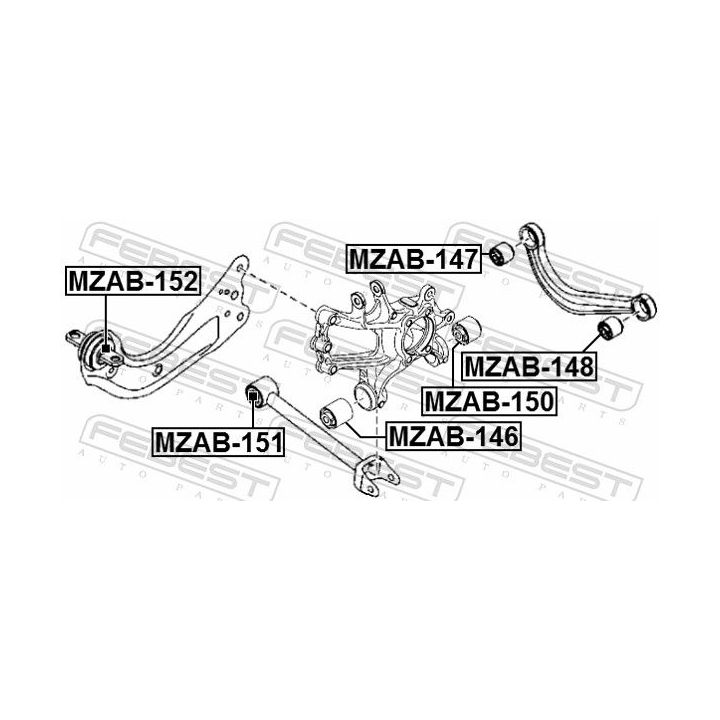 Valdymo svirties/išilginių svirčių įvorė FEBEST MZAB-150