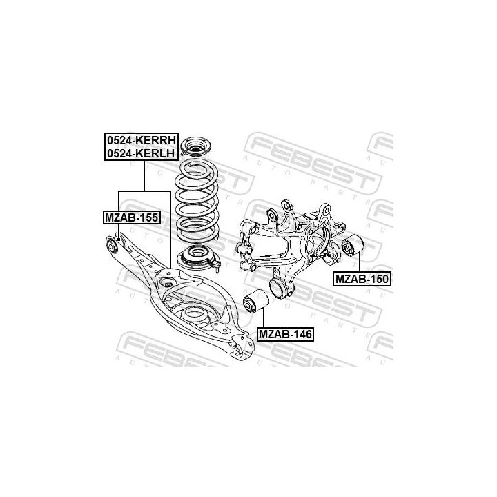 Valdymo svirties/išilginių svirčių įvorė FEBEST MZAB-155