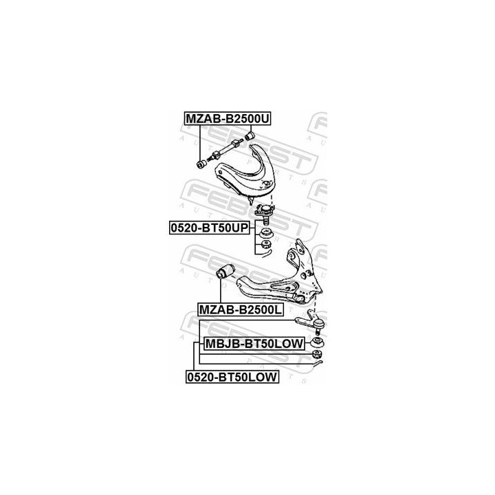 Valdymo svirties/išilginių svirčių įvorė FEBEST MZAB-B2500U